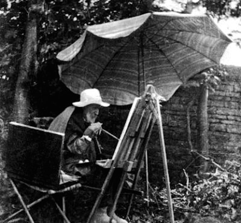 Renoir pintando em seu jardim, por volta de 1910