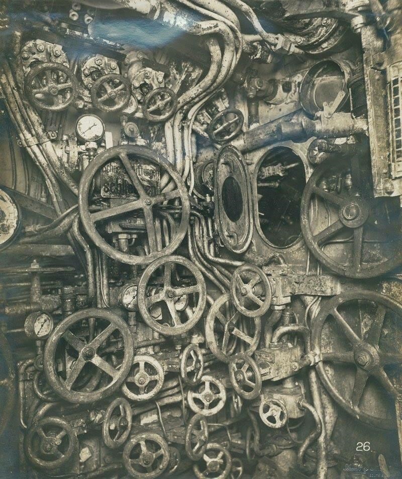 Sala de controle de submarinos alemãs em 1918