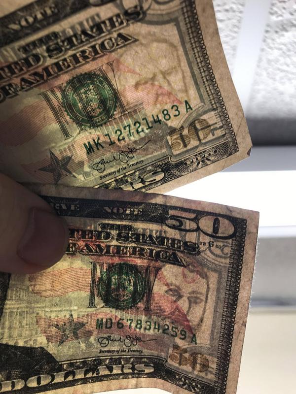 A ridícula marca d'água contida numa nota falsificada de 50 dólares