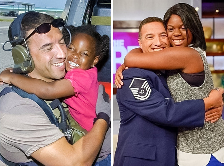 Um homem reencontrou uma garota que ele resgatou durante o furacão Katrina ha 10 anos