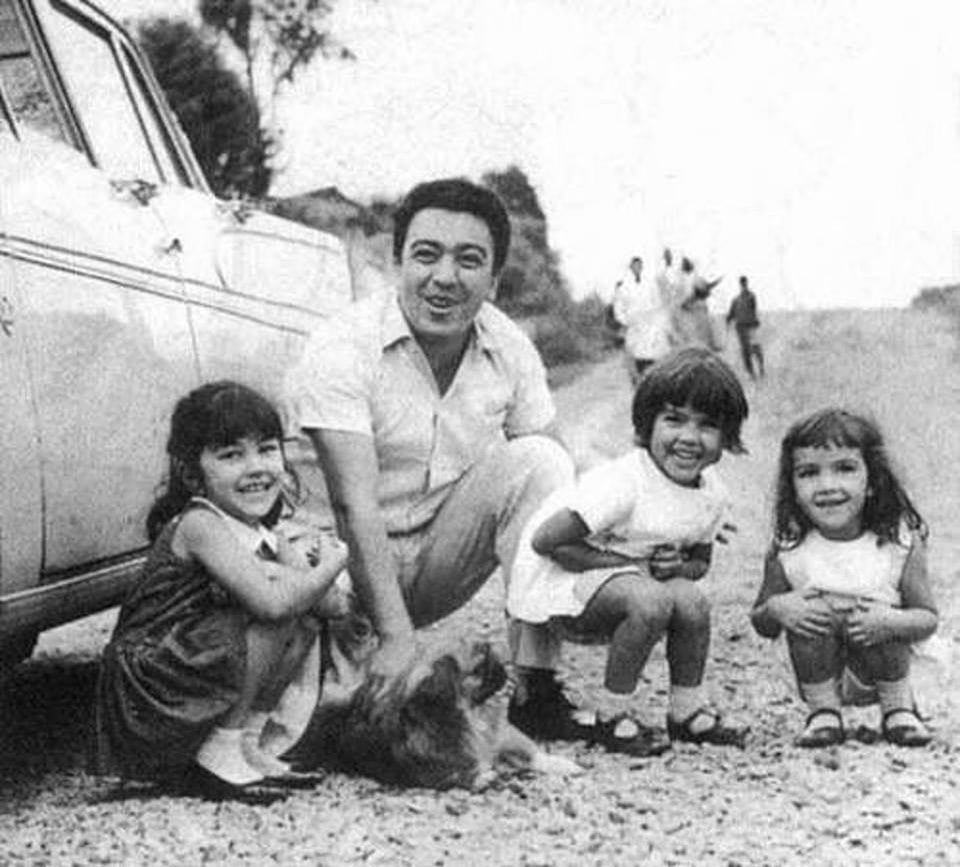 Maurício de Souza e suas filhas Mônica, Magali e Maria
