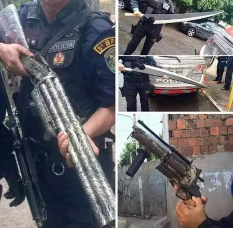 Armas de fabricação artesanal feitas por membros de gangues aqui do Brasil