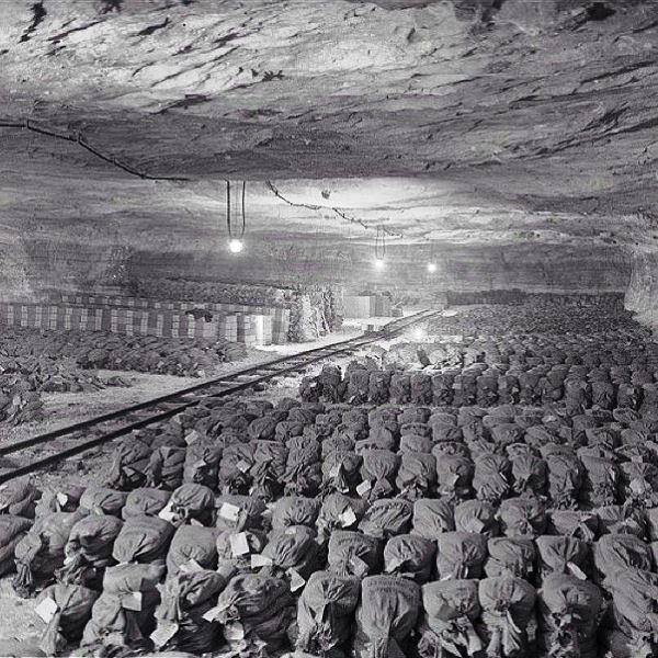 Mais de 7 mil sacolas de ouro e prata que os nazistas roubaram dos cidadãos guardados em cofre subterrâneo, em 1945