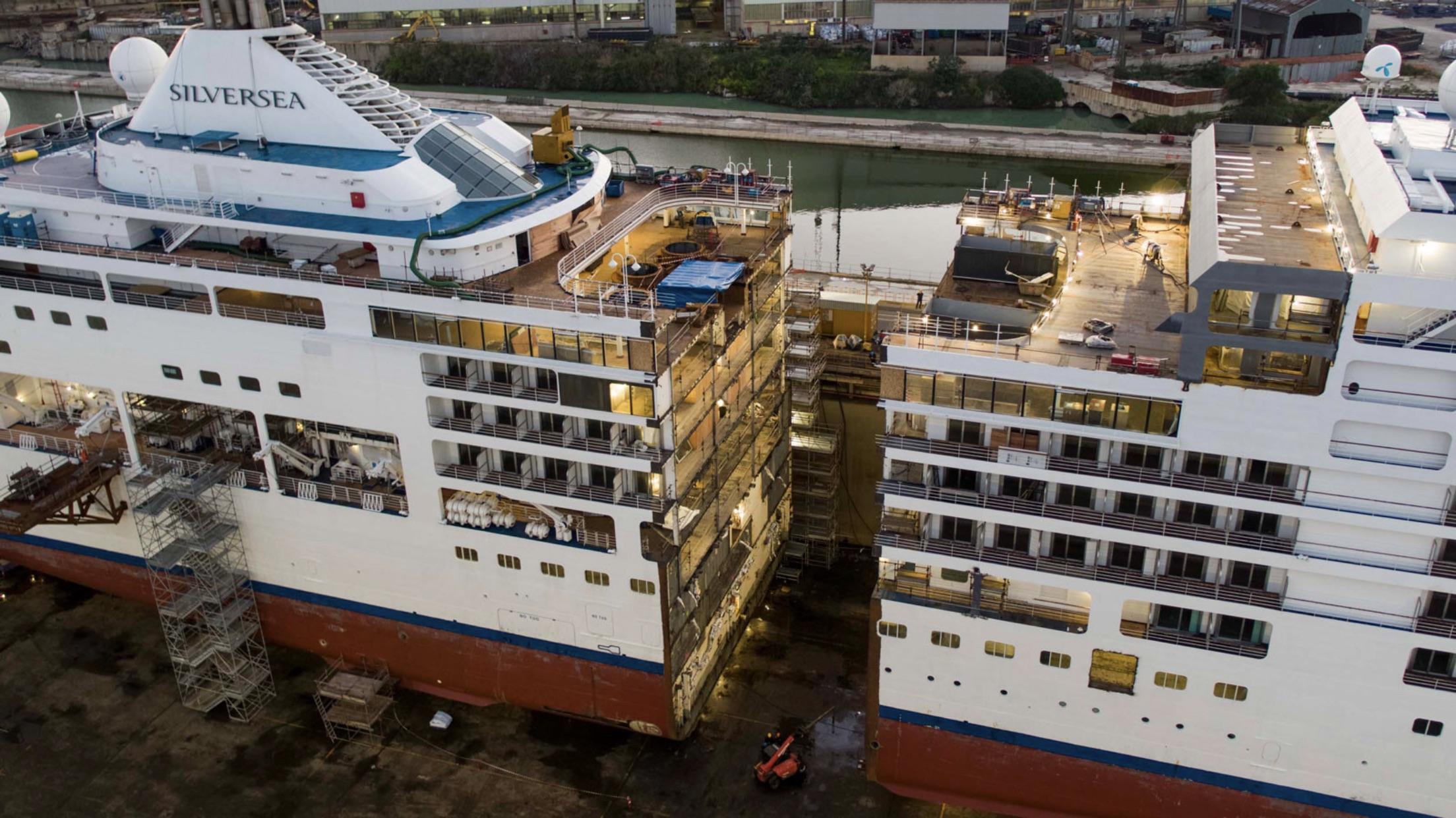 Em vez de construir um novo navio de cruzeiro, a Silversea decidiu cortar seu navio atual pela metade com 