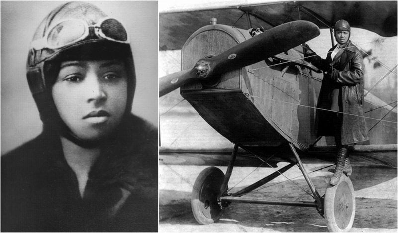 Bessie Coleman, a primeira negra e nativa americana a obter sua licença de piloto, em 1921. Ela teve que viajar para a França para aprender a voar e obter sua licença, devido ao racismo e sexismo norte-americano da época.