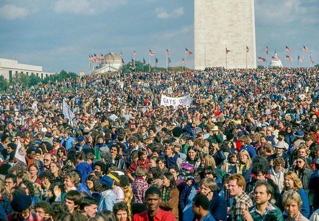 Manifestação pelos direitos de gays e lésbicas, em Washington, 1º de maio de 1979.