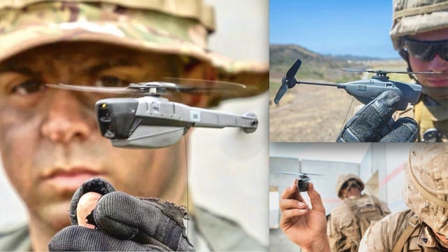 Black Hornet nano drone, um micro-helicóptero de reconhecimento com menos de 33 gramas.