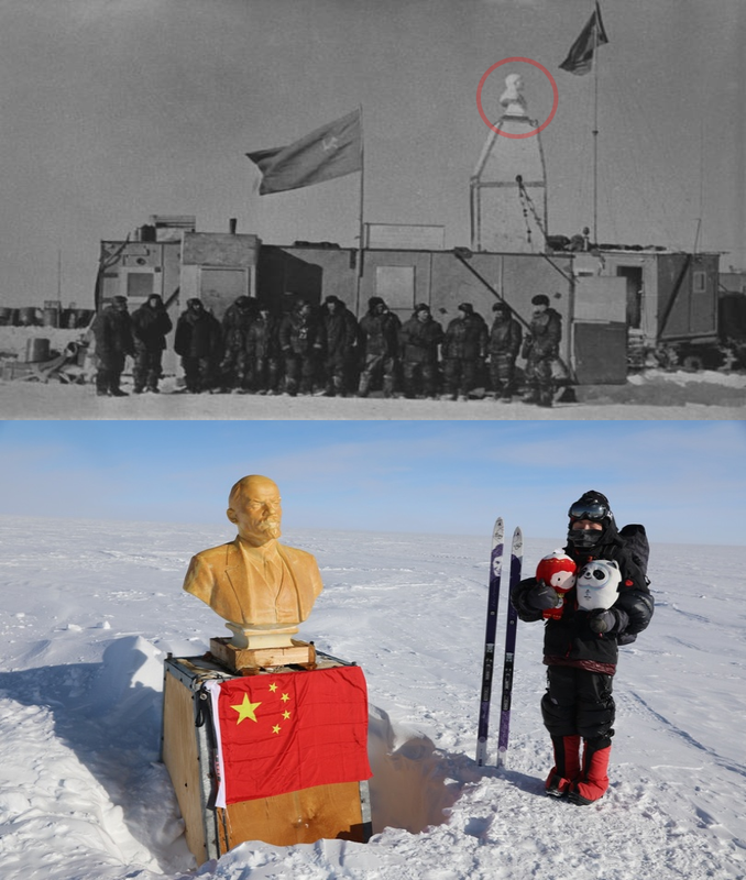 A estação de pesquisa soviética no Pólo Sul está quase completamente coberta de neve, 65 anos após sua construção.