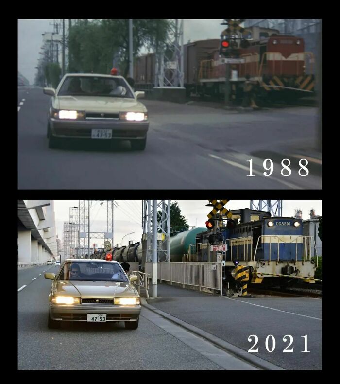 Mesmo carro, mesmo local - 1988 vs. 2021, Japão