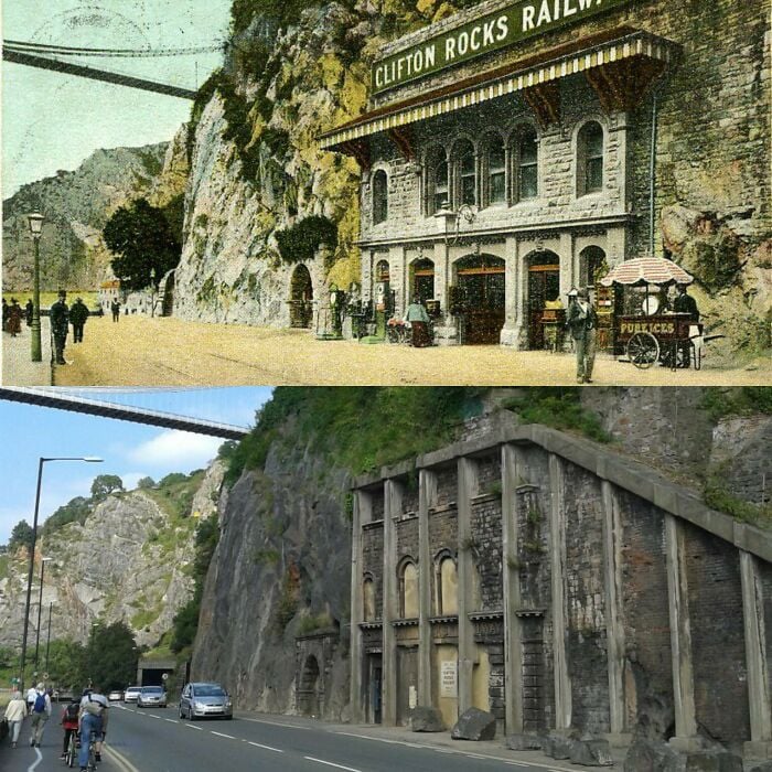 Clifton Rocks Railway, Clifton, Bristol. 1905 e hoje