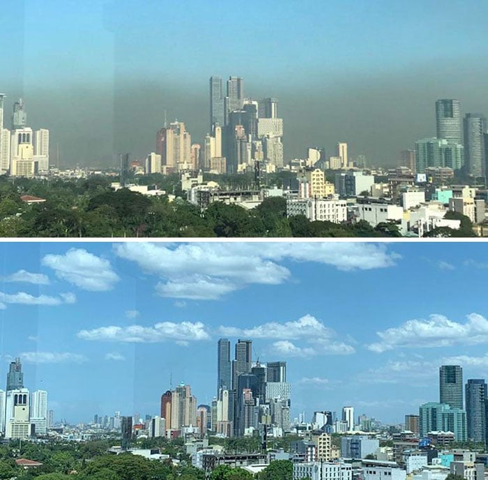 Capital das Filipinas antes e durante quarentena