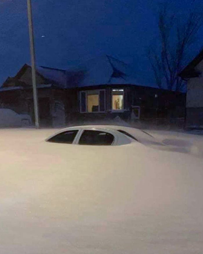 Tempestade de neve em Saskatchewan, Canadá