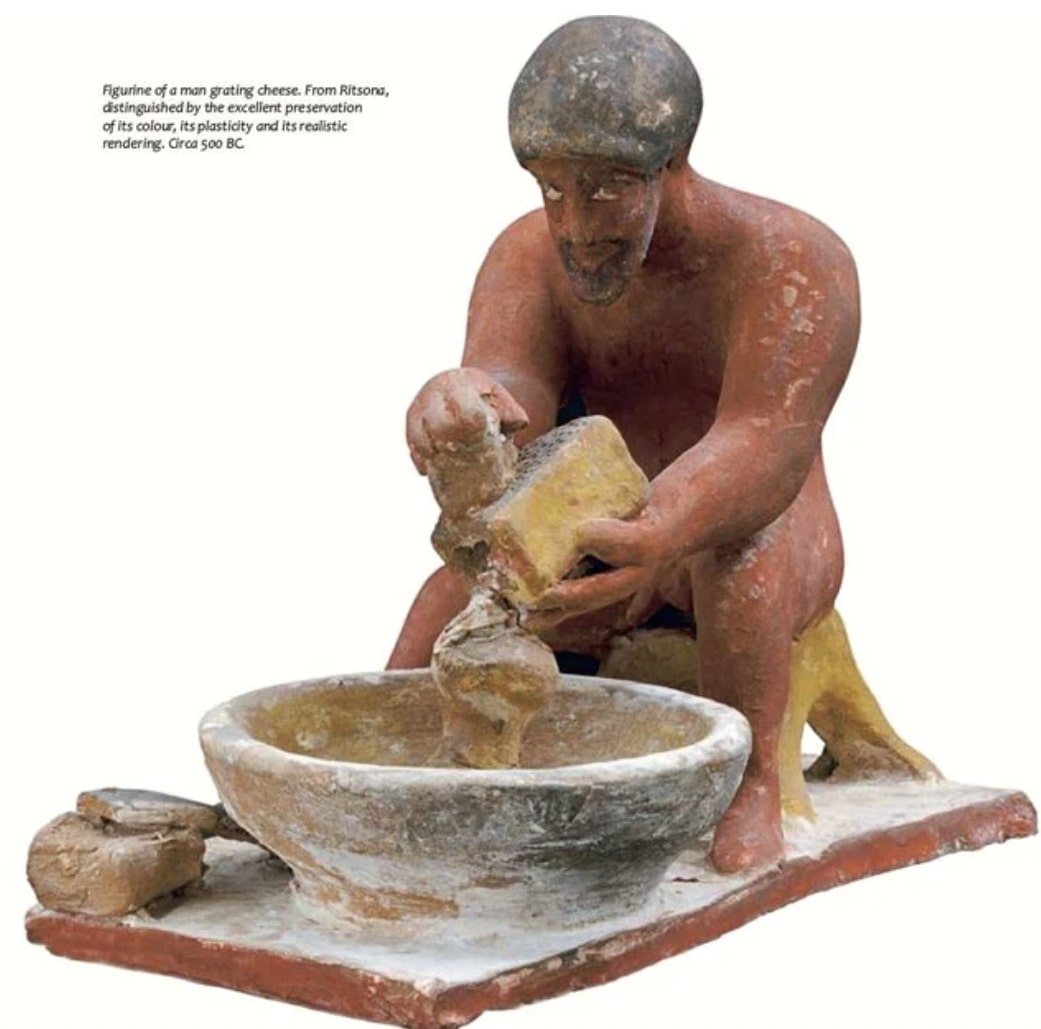 Estatueta de homem ralando queijo - 500 aC