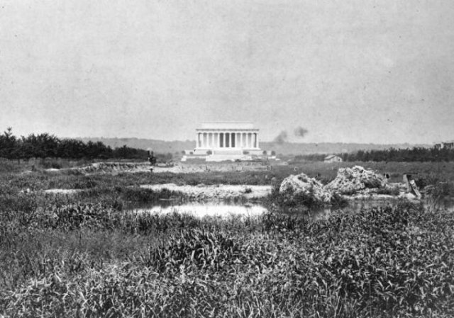 Lincoln Memorial antes da piscina refletora