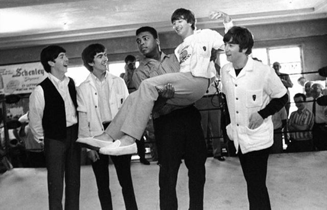 Ali com os Beatles, 18 de fevereiro de 1964.