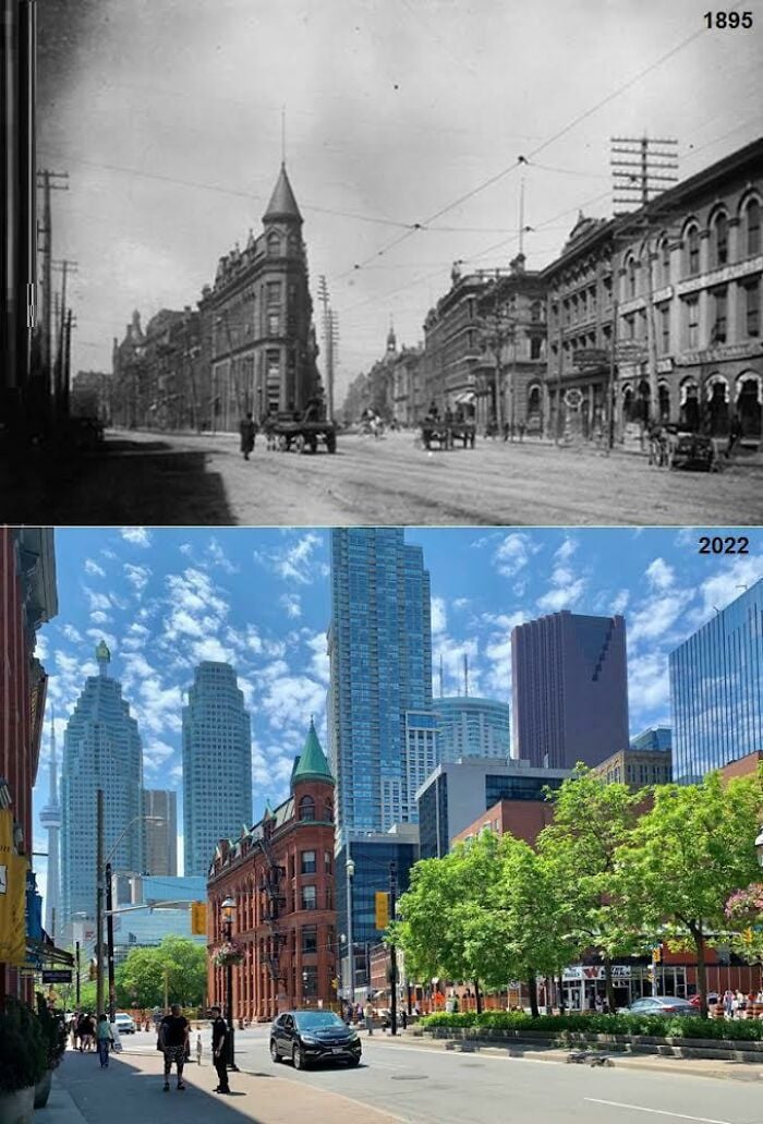 Goodergam Flatiron Building, Toronto, 1895 e hoje